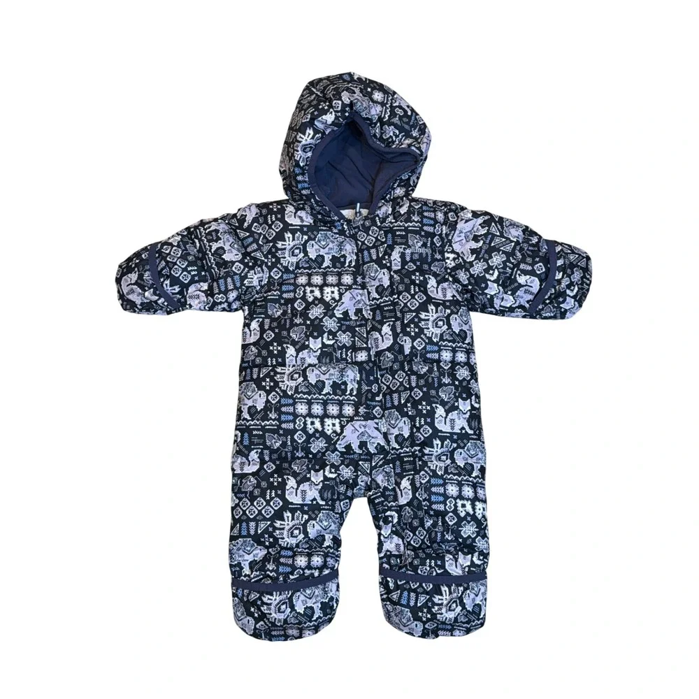 Columbia Snuggly Bunny Down Bunting Navy Purple Fair Isle Bear Fox 3-6 Months